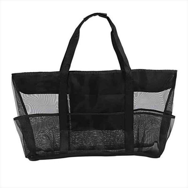 

xxl mesh beach family cosmetic bags for sand extra large tote, black