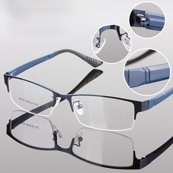

classic mens eyewear metal frame for men half rim designer fashion optical clear lens eye glasses sunglasses frames1, Black