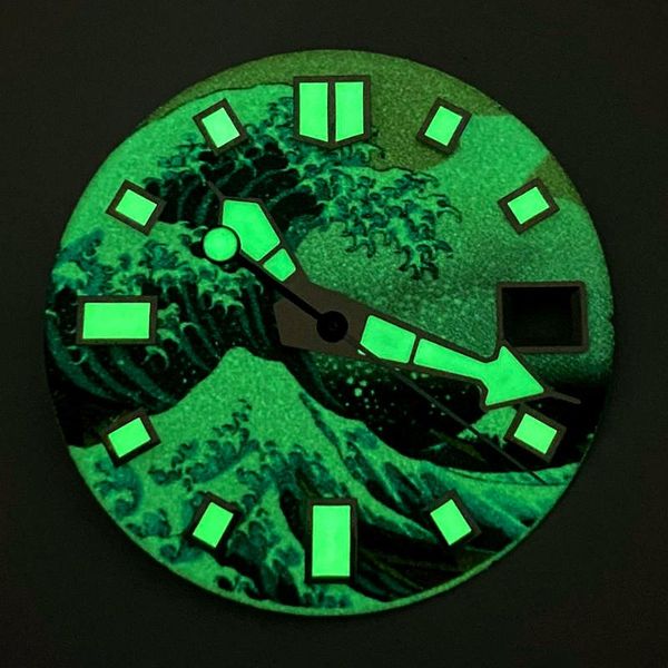 

repair tools & kits super green luminous wave 28.5mm automatic watch dial needles for nh35a movement