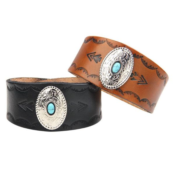 

tennis geometric wide leather bracelets bangles jewelry fashion silver alloy metal bracelet charm blue gem for men women, Golden;silver
