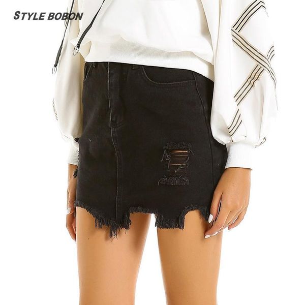 

skirts women's pencil bud black solid straight hole above knee mini empire street casual nightclub skirt