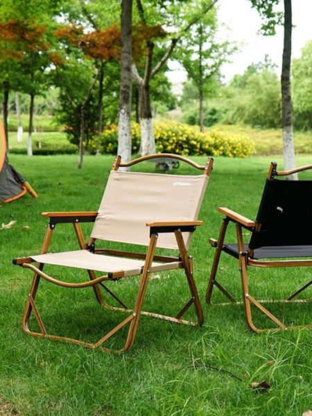 

fishing accessories camping chair wood grain armrest folding portable light leisure wooden