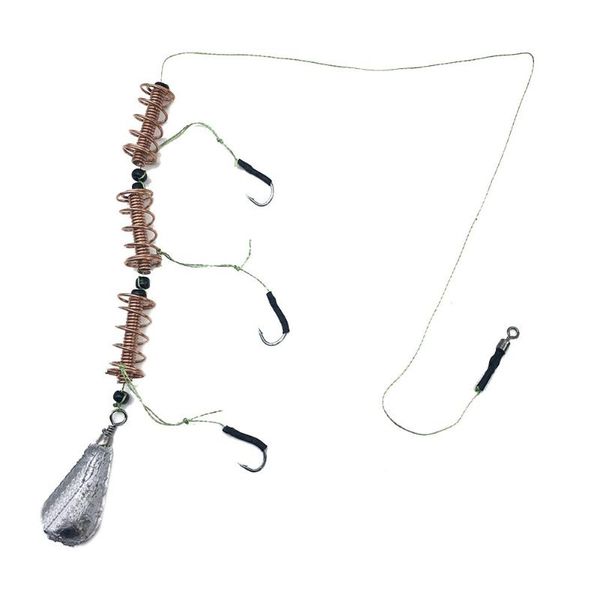 

fishing hooks 3pcs carp ready tied made 3 hook bait feeder cage set trap lead sinker link rigs terminal tackle pesca gear tool