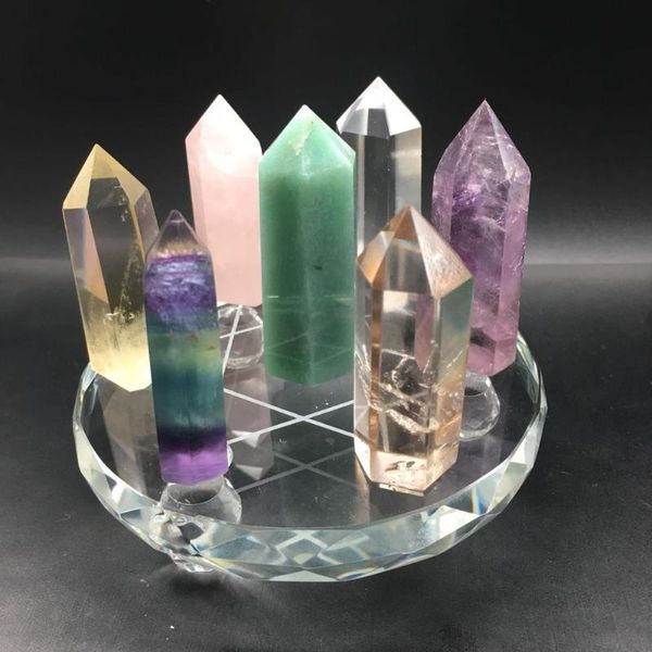 

decorative objects & figurines product 7 star healing wand points quartz crystals stones obelisk home decor fengshui crafts for gifts