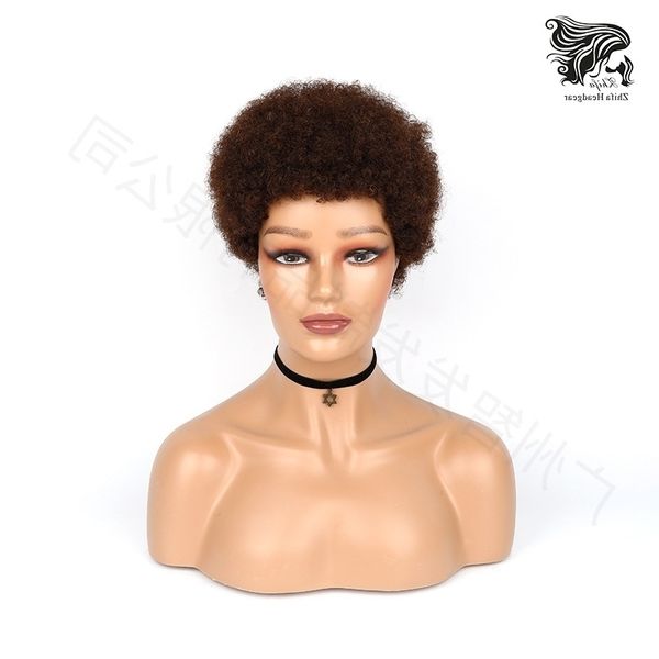 

wool curly wig fluffy real front lace full machine hair set, Black