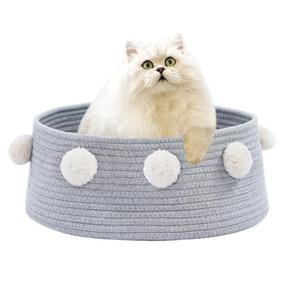 

1pc pet house bed nest creative pompom decor warm cave for dogs puppy cats kittens supplies cat beds & furniture