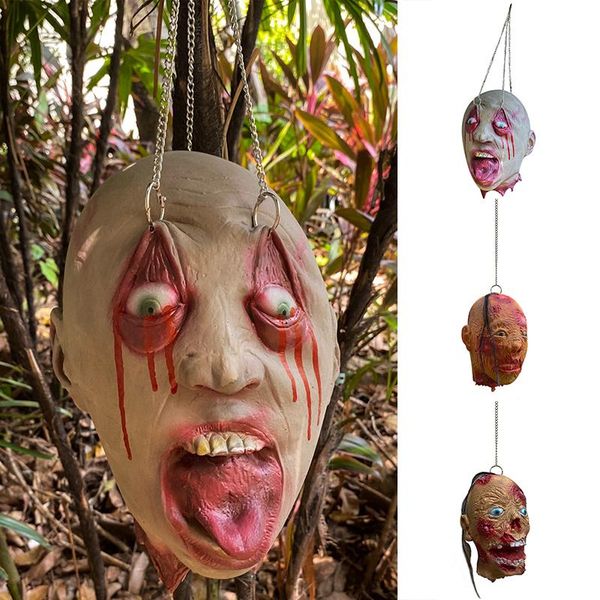 

decorative objects & figurines creepy head hanging ornament scary latex masque halloween props decoration for festival party masquerade stoc