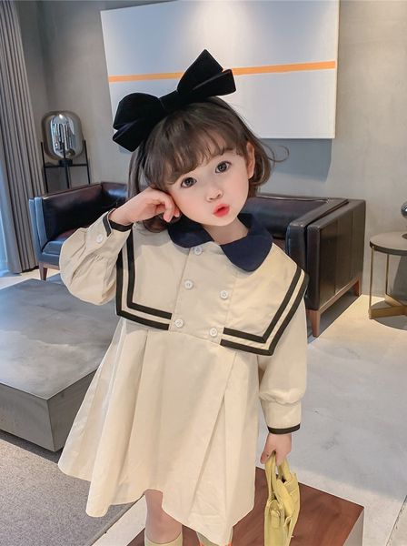 

preppy style kids clothes girls 2021 spring ruffles dress long sleeve children dance clothes ropa para nia, White