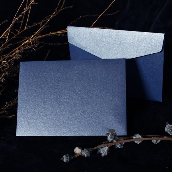 

customized high-end exquisite wedding business 250g thick deep blue pearly bronzing envelope cover gift wrap
