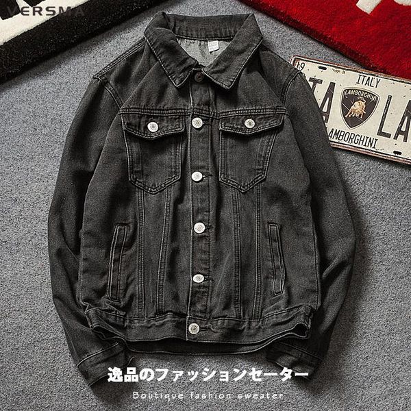 

spring japanese harajuku vintage motorcycle denim jacket coat men casual long sleeve oversized shirt 5xl men's shirts, White;black