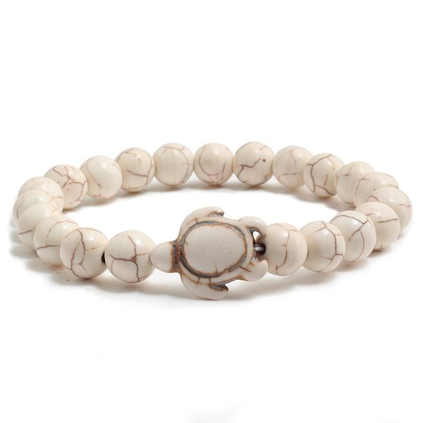 

fashion summer sea turtle beads bracelets charm colorful natural stone elastin strand bracelets for women men hand chain jewelry, Black