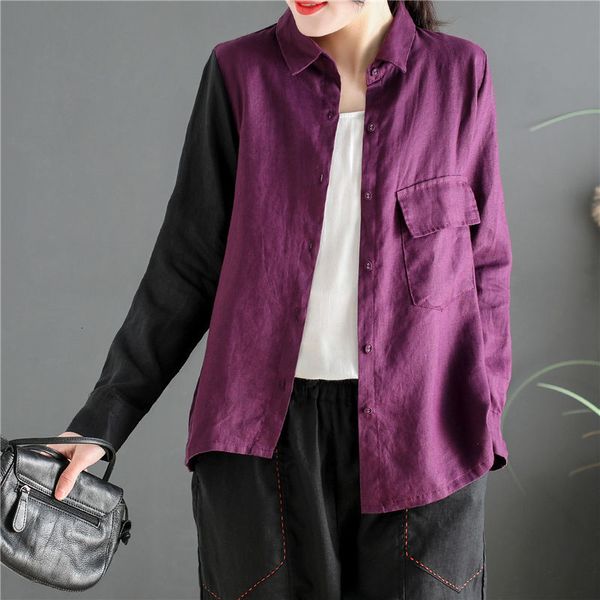 

dress long sleeve shirt female linen spring and autumn retro art personality correspondence irregular loose casual jacket y1293 r3r0, Black;gray