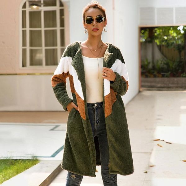 

women's wool & blends heliar patchwork woolen cardigans women outerwear clothing fashion warm coat 2021 autumn female streetwear winter, Black