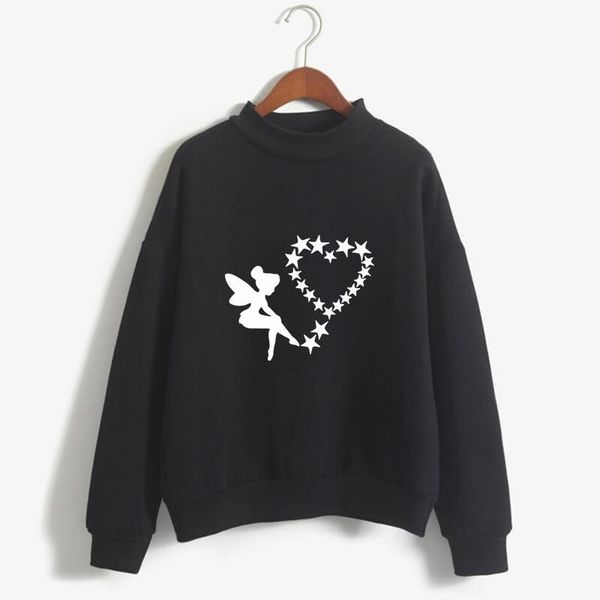 

women's hoodies & sweatshirts fairy star heart print women lover gift femmes long sleeve autumn plus size for female, Black