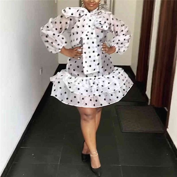 

white polka dot dress see through bowtie collar long lantern lovely girly frilly sleeves in transparent fashion ohqd, Black;gray