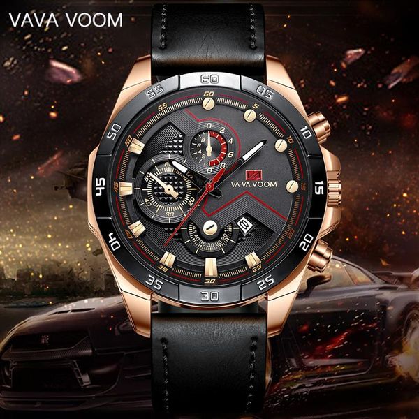 

wristwatches vava voom men's watch 30m waterproof date clock male sports watches men quartz casual wrist relogio masculino, Slivery;brown
