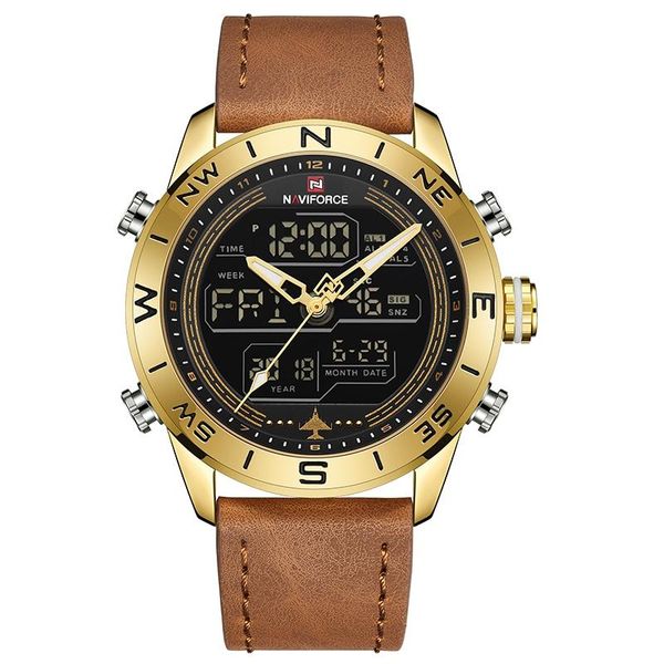 

wristwatches naviforce men's watch fashion casual business leather quartz relogio masculino, Slivery;brown