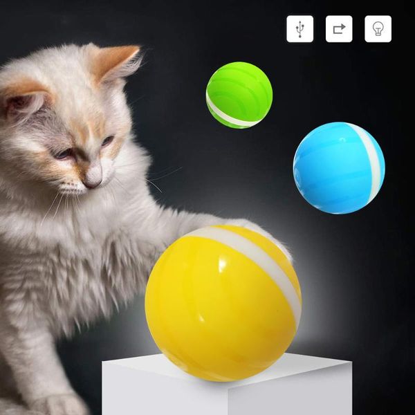 

cat toys led rolling flash ball usb electrical pet toy for cats small dogs waterproof kid funny