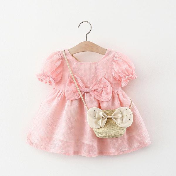 

baby wear girls dress with bag girl's dresses, Red;yellow