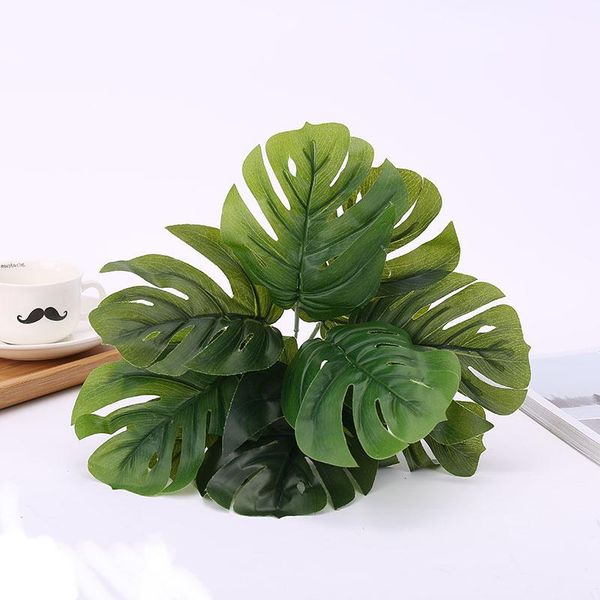 

30cm 9heads real touch artificial green monstera leaves home garden bedroom balcony ornament wedding party decor fake plants decorative flow
