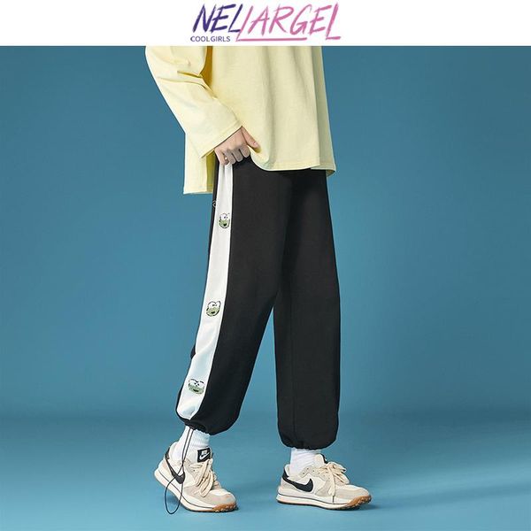 

women's pants & capris nellargel women kawaii y2k harajuku 2021 female korean fashion sweatpants girl vintage baggy joggers, Black;white
