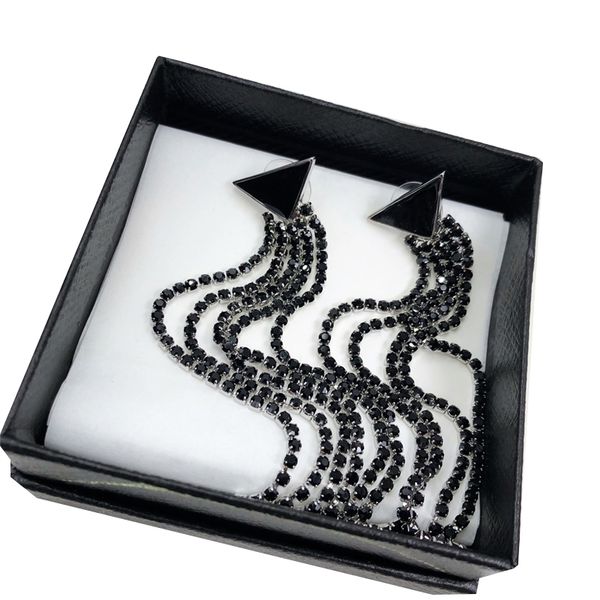 

9 styles charm stud classic triangle badge studs designer fashion crystal earring women party long earrings, Golden