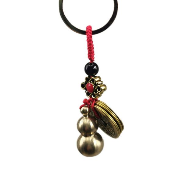 

fortune chinese feng shui antique coins keyring good fortune soild gourd keychain wealth success jewelry color random, Silver