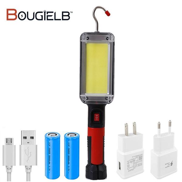 

flashlights torches led work light portable lantern magnet hook clip camping lamp cob usb rechargeable 18650 battery torch waterp