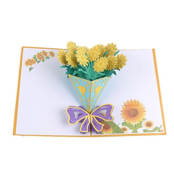 

greeting cards fashion chrysanthemum invitation card 3d stereo sticker birthday gift postcard with envelope