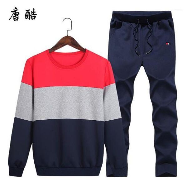 

plus size 4xl casual men's sportswear set 2 pieces sweat shirts suits mens design tracksuit sets1, Gray