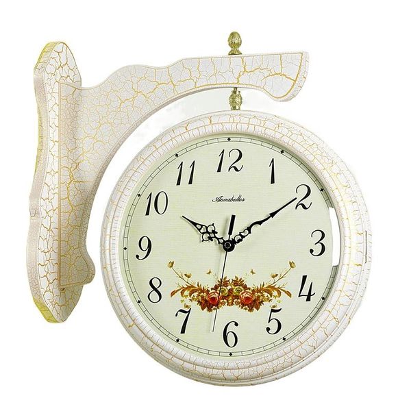 

wall clocks wood clock mechanism double face living room decoration creative watches home decor mute undefined gift