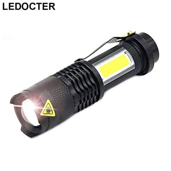 

portable mini cree q5 + cob led waterproof penlights zoomable torch 4 modes tactics camping lantern flashlights torches