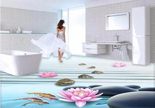 

wallpapers wdbh custom mural 3d flooring pvc self adhesive wallpaper pebbles lotus picture home decor painting wall murals