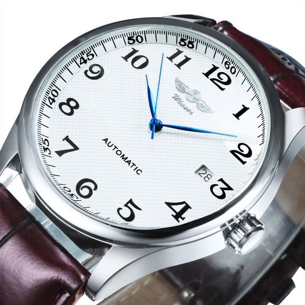 

wristwatches watch for men leather band watches date display fashion casual minimalist orologio uomo, Slivery;brown