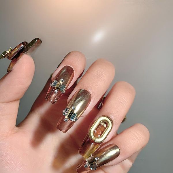 

nail art decorations 20pcs metal chain 3d decoration colors clear diy design line golden manicure set for nails, Silver;gold