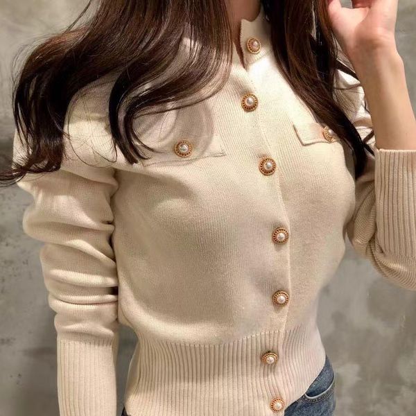 

womens sweater women o neck knitted full sleeve cropped buttons slim sweaters cardigans lady single breasted crop for female, White;black