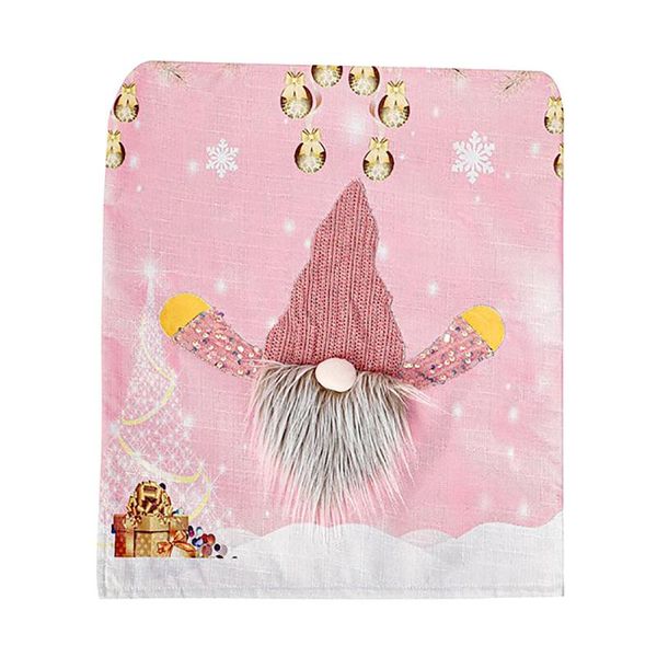 

chair covers for dining home decor cartoon faceless santa back slipcover pink creativity rudolph pattern 1pc with led light