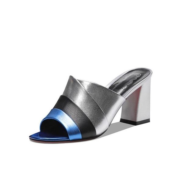 

thick-heeled sandals female summer high-heeled fashion outer wear 2021 semi-drag outdoor fish mouth slippers large size shoes, Black