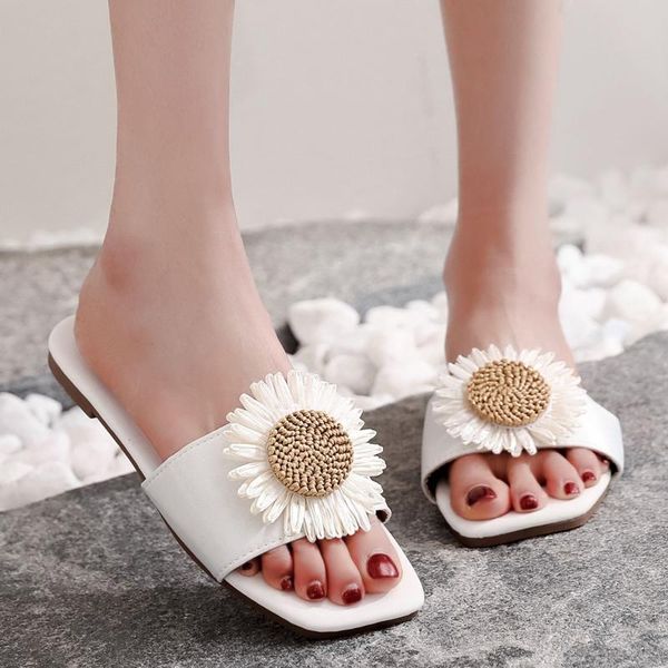 

slippers kancoold women shoes summer casual breathable flowers sandals home slipper flip-flops flat beach, Black