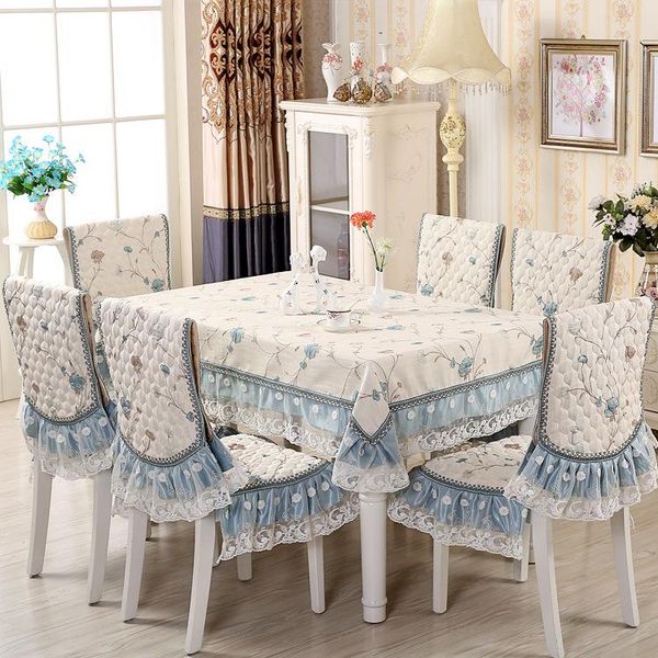 

table cloth european luxury jacquard linen embroidered non-slip lace tablecloth chair cushion wedding decor dining cover