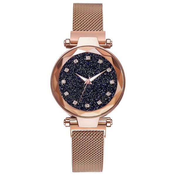 

wristwatches 10pcs/lot lazy watches fashion ladies leisure women alloy mesh belts starry sky small female magnet diamond, Slivery;brown