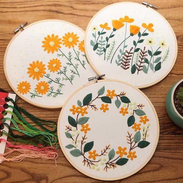 

other arts and crafts 1pc flowers embroidery kits diy cross stitch materials package embroidered punch needle set european style handcraft h