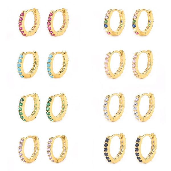 

hoop & huggie aide 925 sterling silver earrings for women earring ear piercing pendientes girl's gift 2021 trend zircon brincos cz, Golden;silver