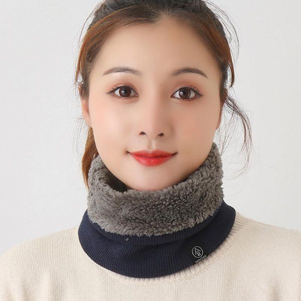 

winter fleece scraf women men warm thick elastic solid loose bib many colors nice thermal windproof muffer for cold weather cycling caps & m, Black