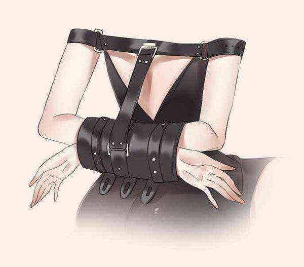 NXY Spielzeug für Erwachsene, Leder-Bondage-Handschellen, BDSM-Armbinder, Zurückhaltung, Arme hinter dem Rücken, Zwangsjacke, Sexspielzeug für Paare, 1130