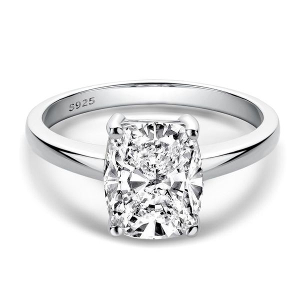 

cluster rings lesf women's jewelry 925 sterling silver white simulated diamond cushion cut wedding ring 4 ct, Golden;silver