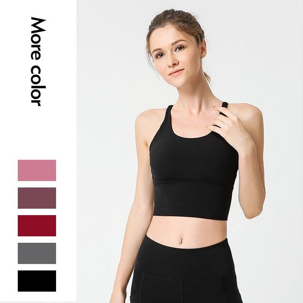 

yoga outfit nudity brushed pure color net red sports beauty back thin belt wear vest, fitness sling women with chest pad 2021
