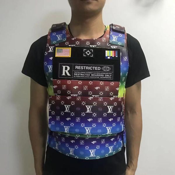

men's vests custom fashion vest as proof style adjust belt strap tactical night club leather motorcicle, Black;white