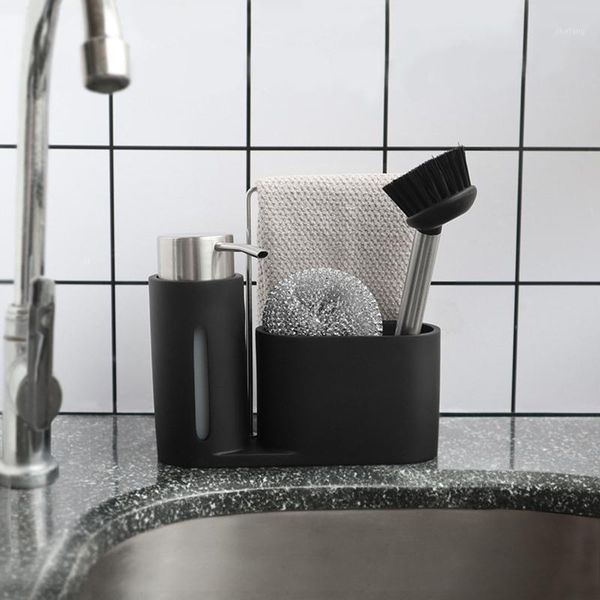 

storage bottles & jars soap dispenser organizer kitchen tools sink rack base steel ball durable brush black wool