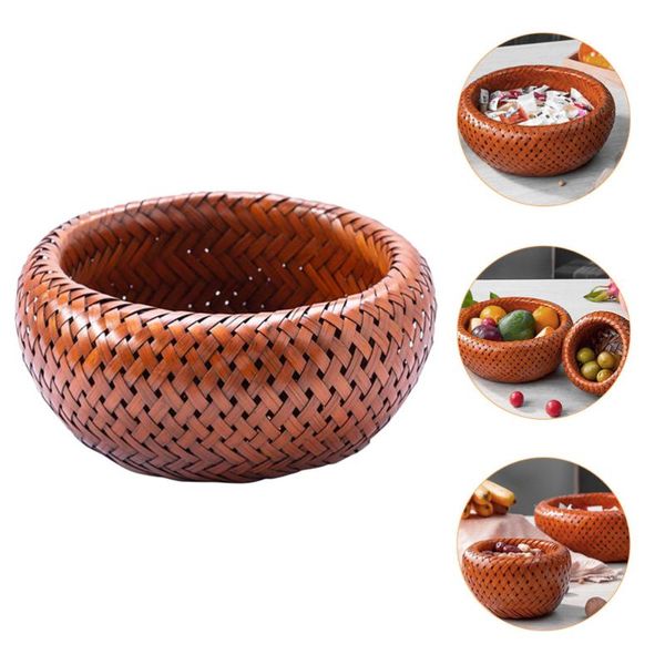 

soap dishes 1pc household bamboo woven basket fruit container food holder candy